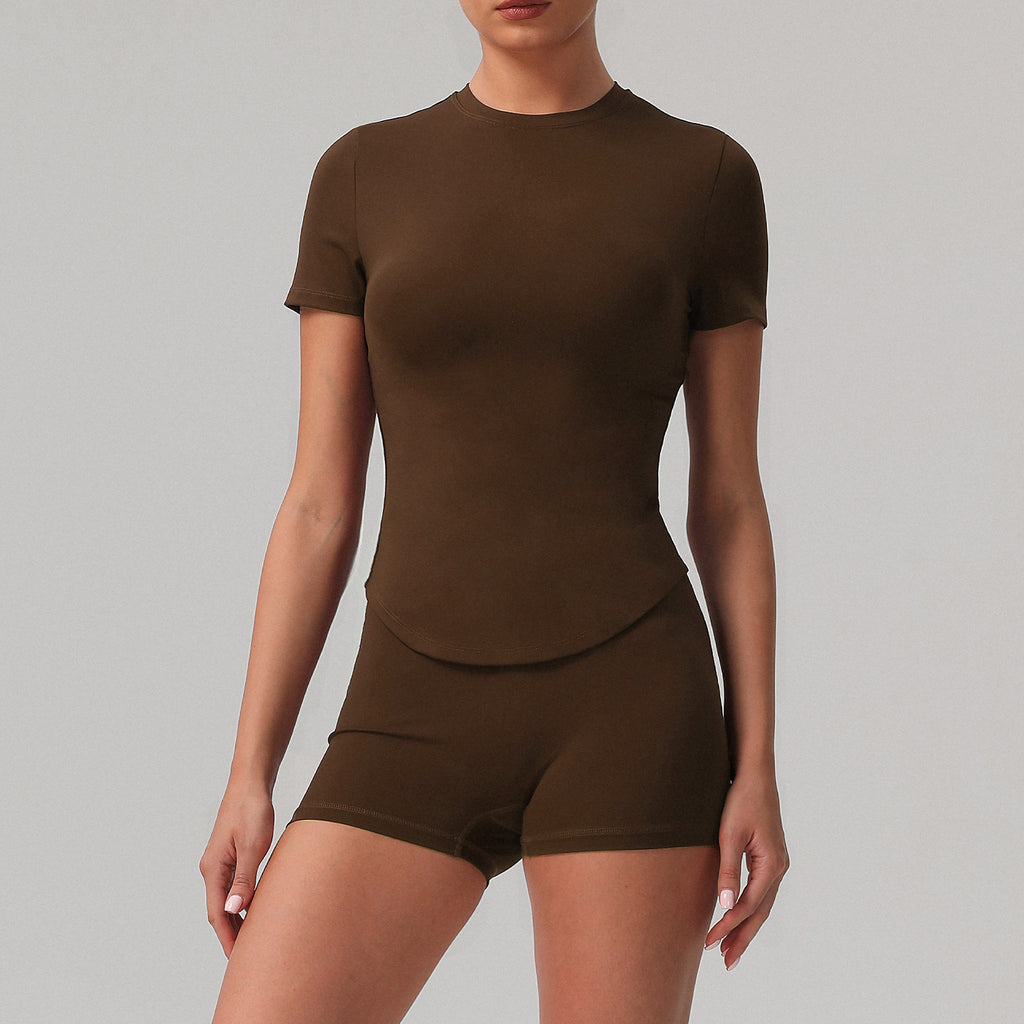 Solid color tight yoga suit quick drying fitness suit outdoor