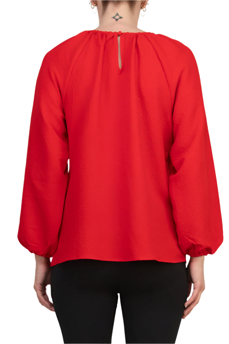 Neck Keyhole Detail Embellished Shoulder Long Elastic