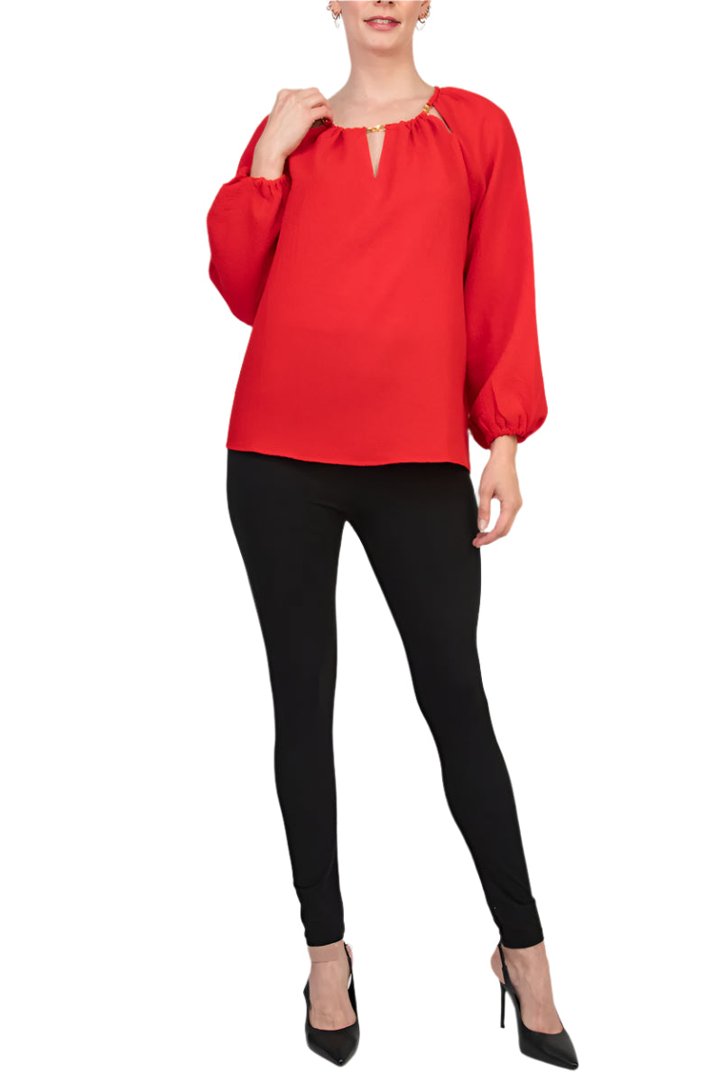 Neck Keyhole Detail Embellished Shoulder Long Elastic