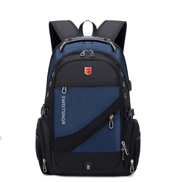 Waterproof 15.6/17.3 Inch Laptop Backpack Men USB Charging Swiss Backpack Travel Women Rucksack Male Vintage School Bag Mochila - GilloServ