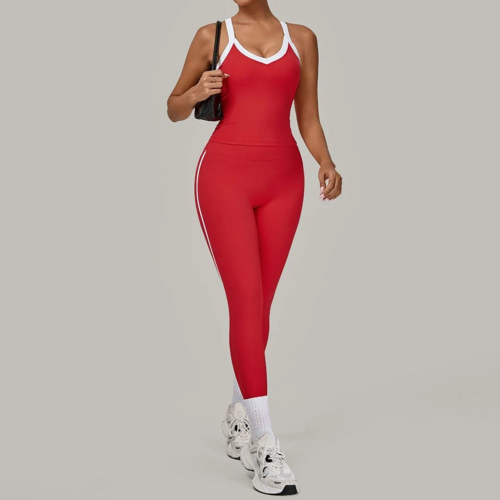 Yoga Suit Sports Fitness High Waist Peach// Hip Tight  Clothes Gym Leggings Set - GilloServ