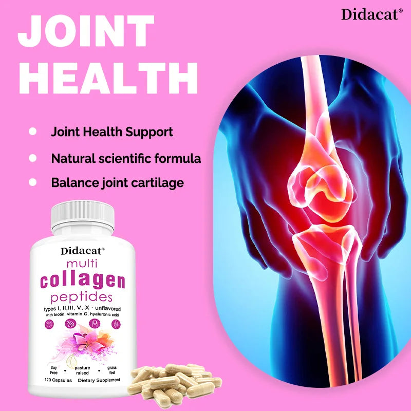 Multi-Collagen Peptides Supplement - Skin, Hair, Nails, Bone and Joint Health, Immunity, Free Radical Balance, - GilloServ