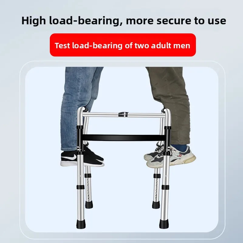 ‌Elderly Walker with Seat, 4-Wheel Mobility Rollator, Adjustable Walking Aid Cane - GilloServ