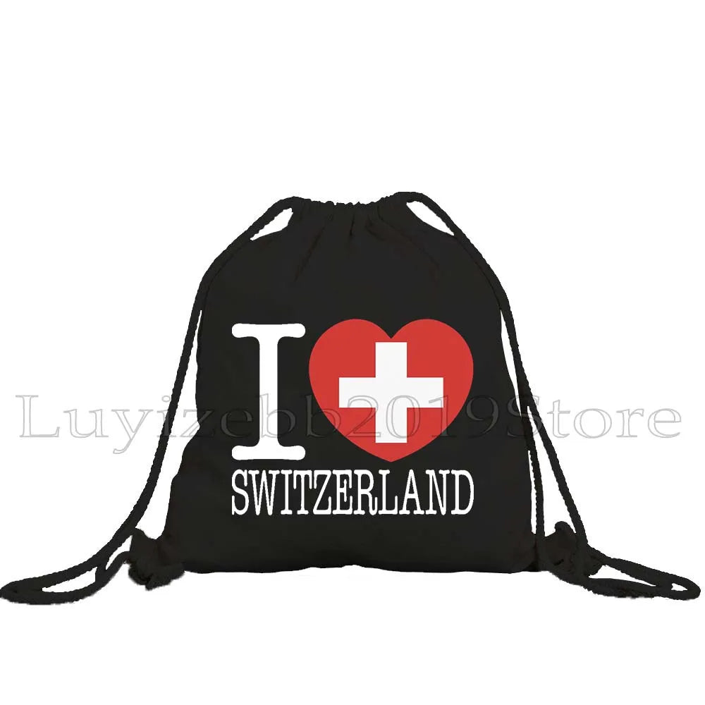 Zurich Switzerland Map Flag Swiss Girl Drawstring Bag - GilloServ