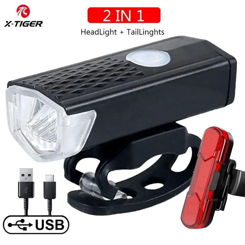 Bicycle headlight IPX6 waterproof cycling bike light USB rechargeable mini portable torch night light illumination light