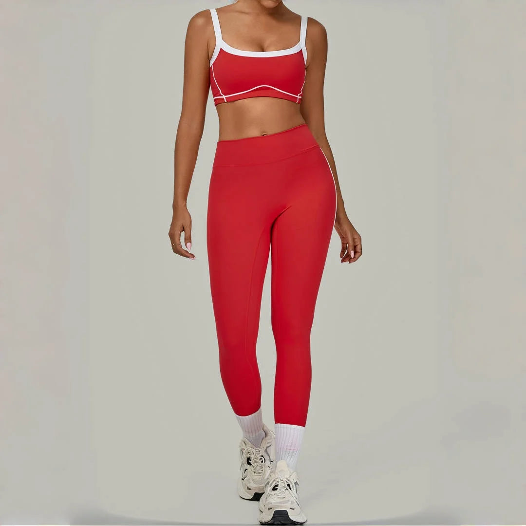 Yoga Suit Sports Fitness High Waist Peach// Hip Tight  Clothes Gym Leggings Set - GilloServ