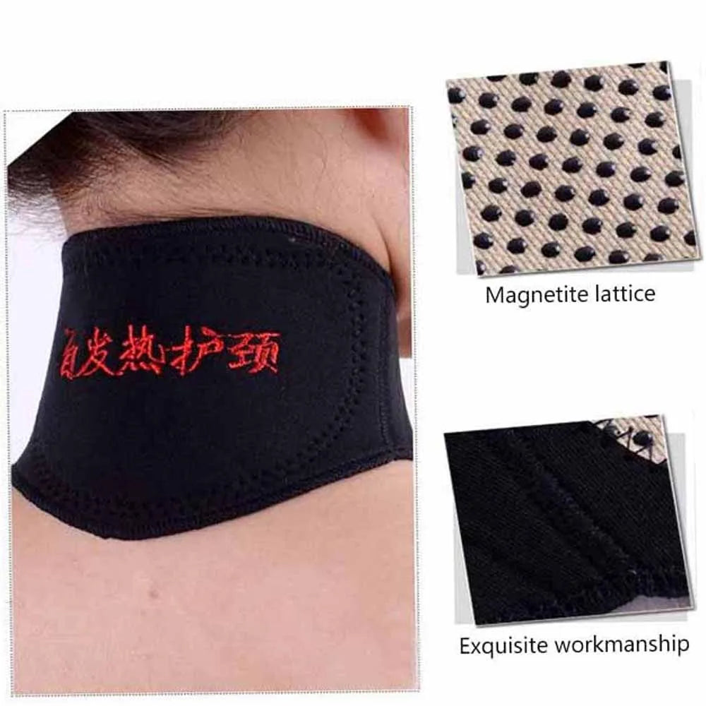 Self-heating Tourmaline Neck Magnetic Therapy Support Belt Black Protect Band Neck Support Massage Health Care - GilloServ