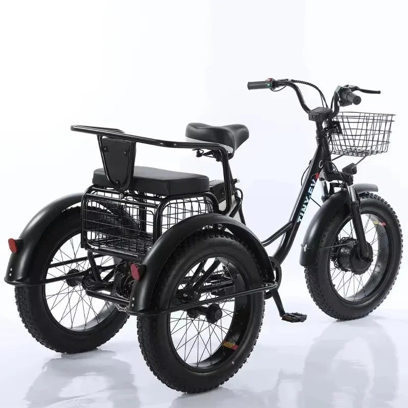 Fat Tire Electric Bicycle 20 Inch 3 Wheel Electric Adults Powerful 48V 500W Lithium Battery - GilloServ