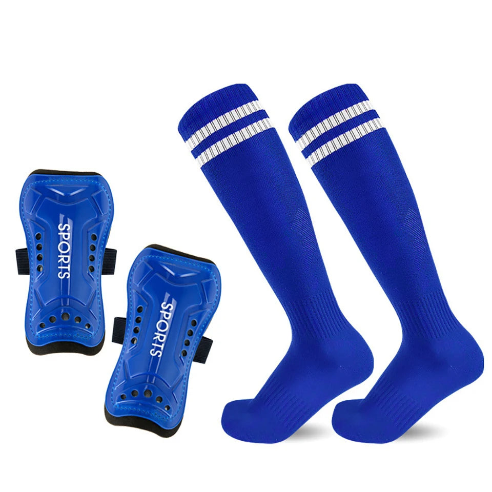 1Pair Soccer Shin Guards Socks Set Football Over Knee Length Socks - GilloServ