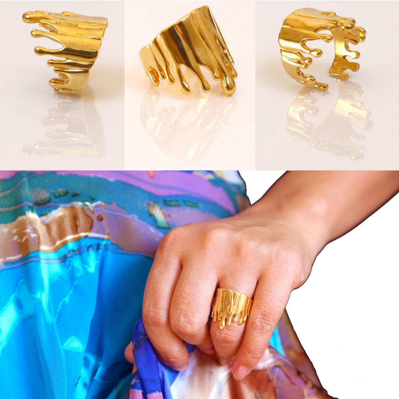 Antonio Wehrli Gravity Paint Drip Ring: Art into Jewelry-18K Gold-2