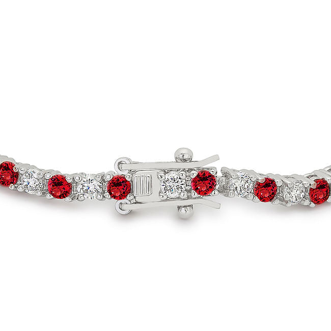 Ruby Red Cubic Zirconia Tennis Bracelet-0