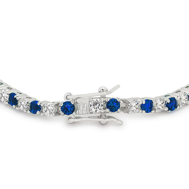 Sapphire Blue Cubic Zirconia Tennis Bracelet-0