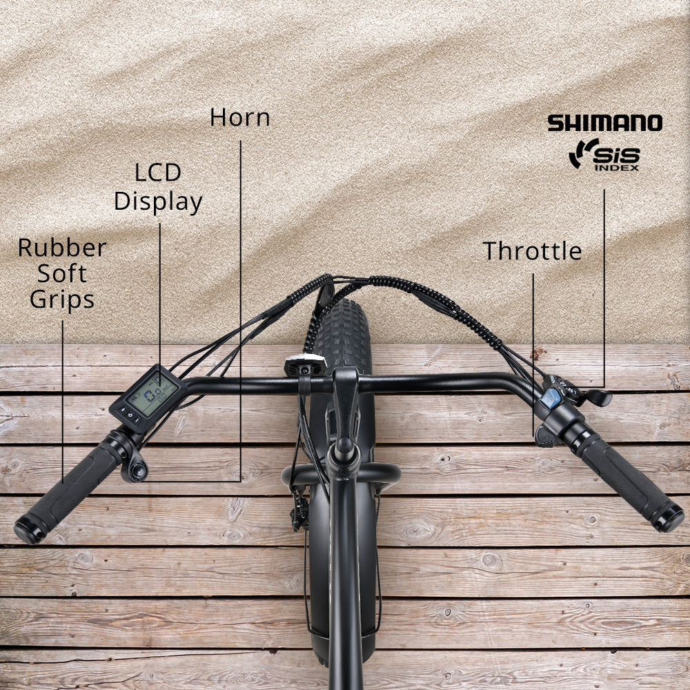 NNEMB Electric Fat Tyre Cruiser Bike, eBike with Throttle, Matte Black-4