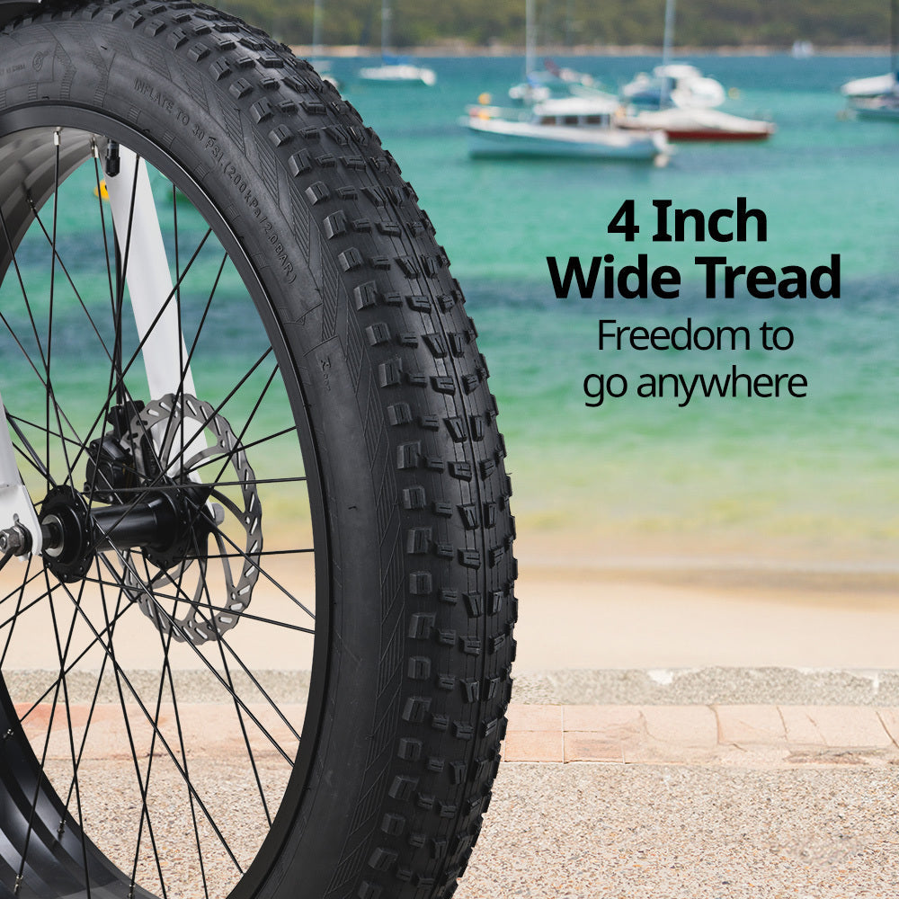 NNEMB Electric Fat Tyre Cruiser Bike, eBike with Throttle, Matte Black-3