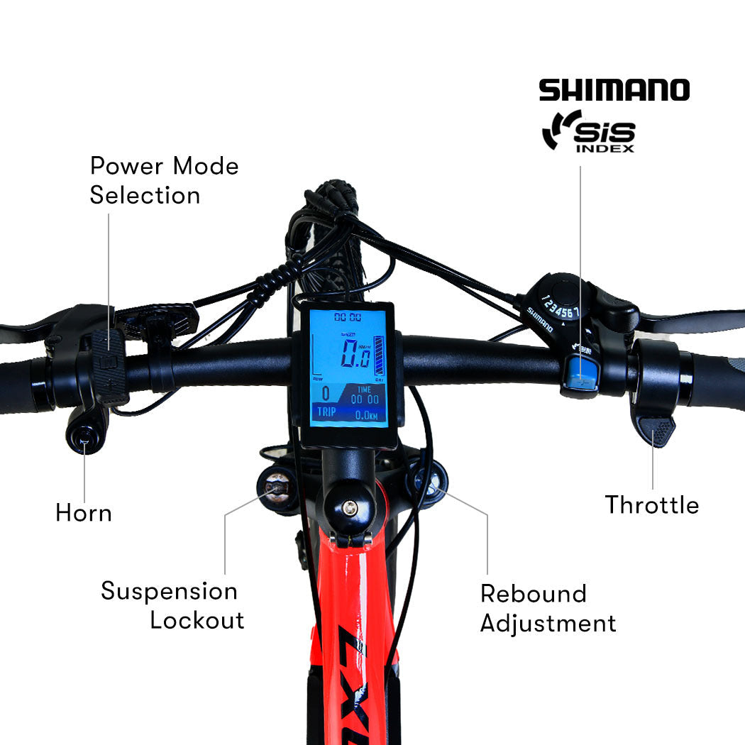 NNEMB 2023 MX7 Electric Bike Medium frame Mountain ebike-Black and Red-1