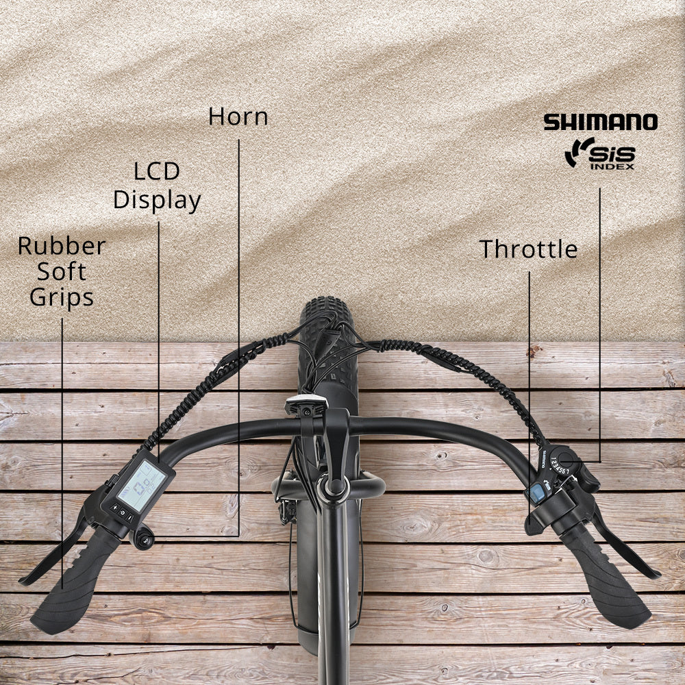 NNEMB Electric Fat Tyre Cruiser Bike, with Throttle, Step-Through eBike, Matte Black-4