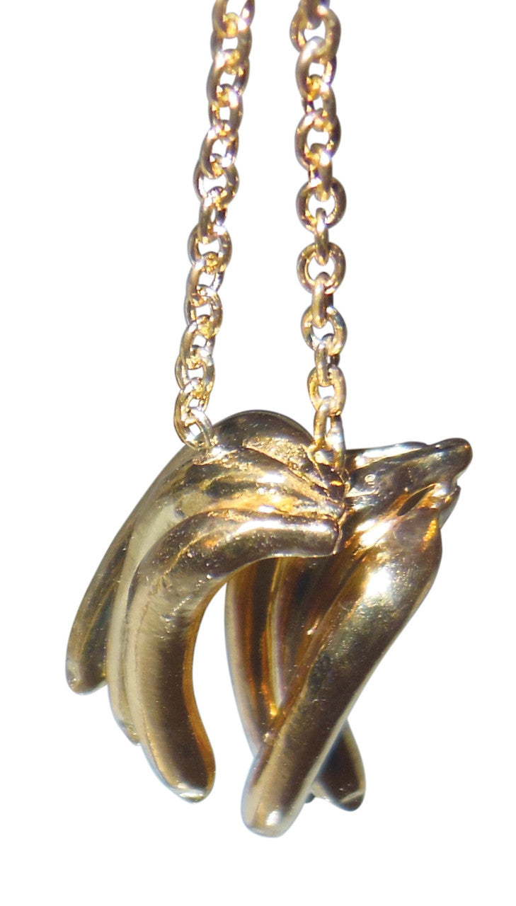 Drop the Banana- Chimp necklace- Sterling Silver- 18K gold plate banana & diamond dot-15