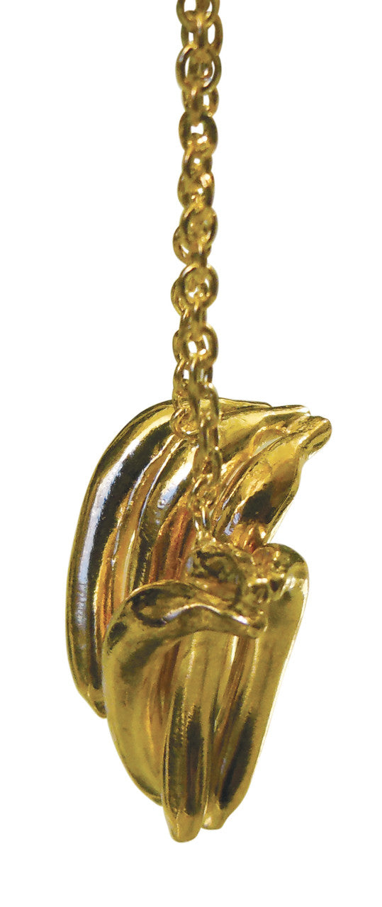 Drop the Banana- Chimp necklace- Sterling Silver- 18K gold plate banana & diamond dot-14
