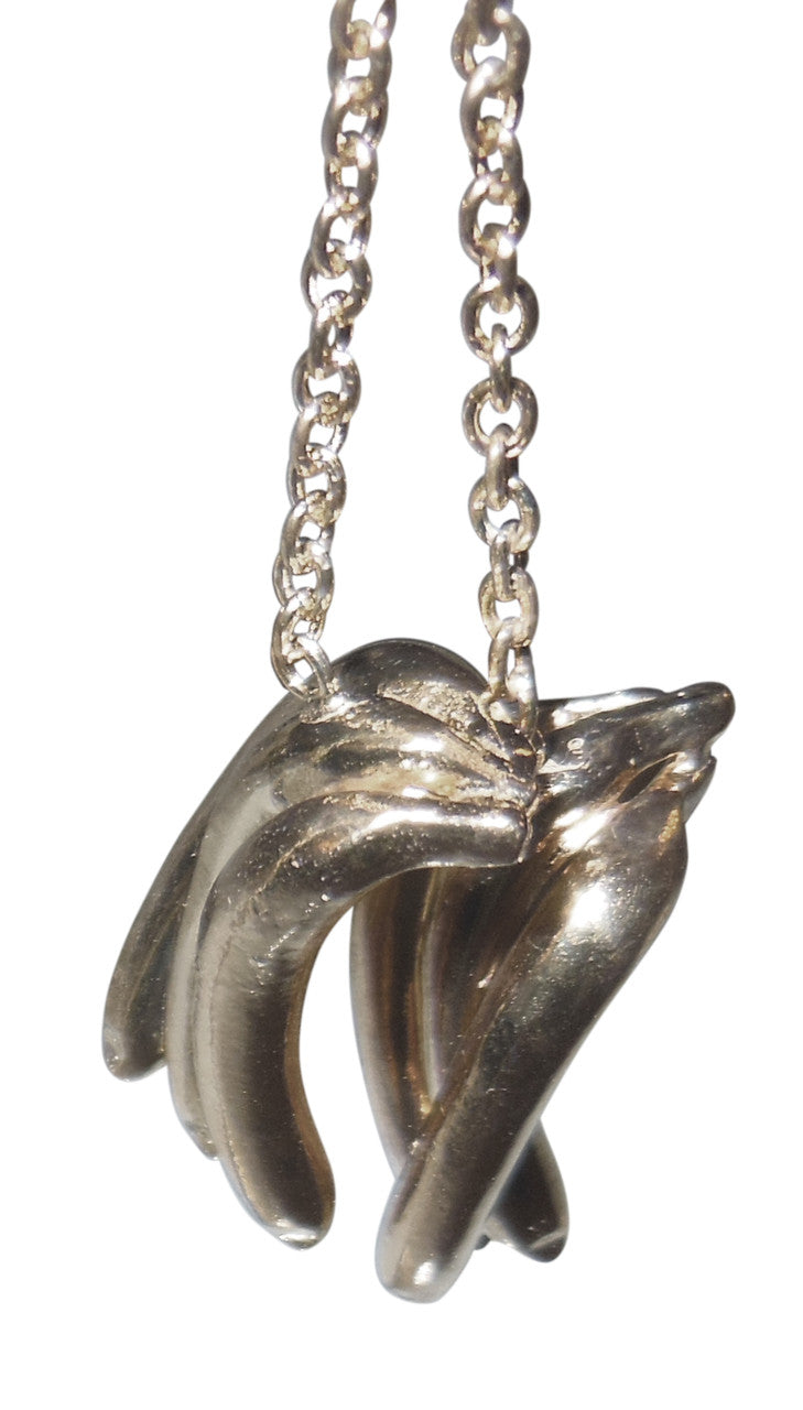 Drop the Banana- Chimp necklace- Sterling Silver- 18K gold plate banana & diamond dot-12