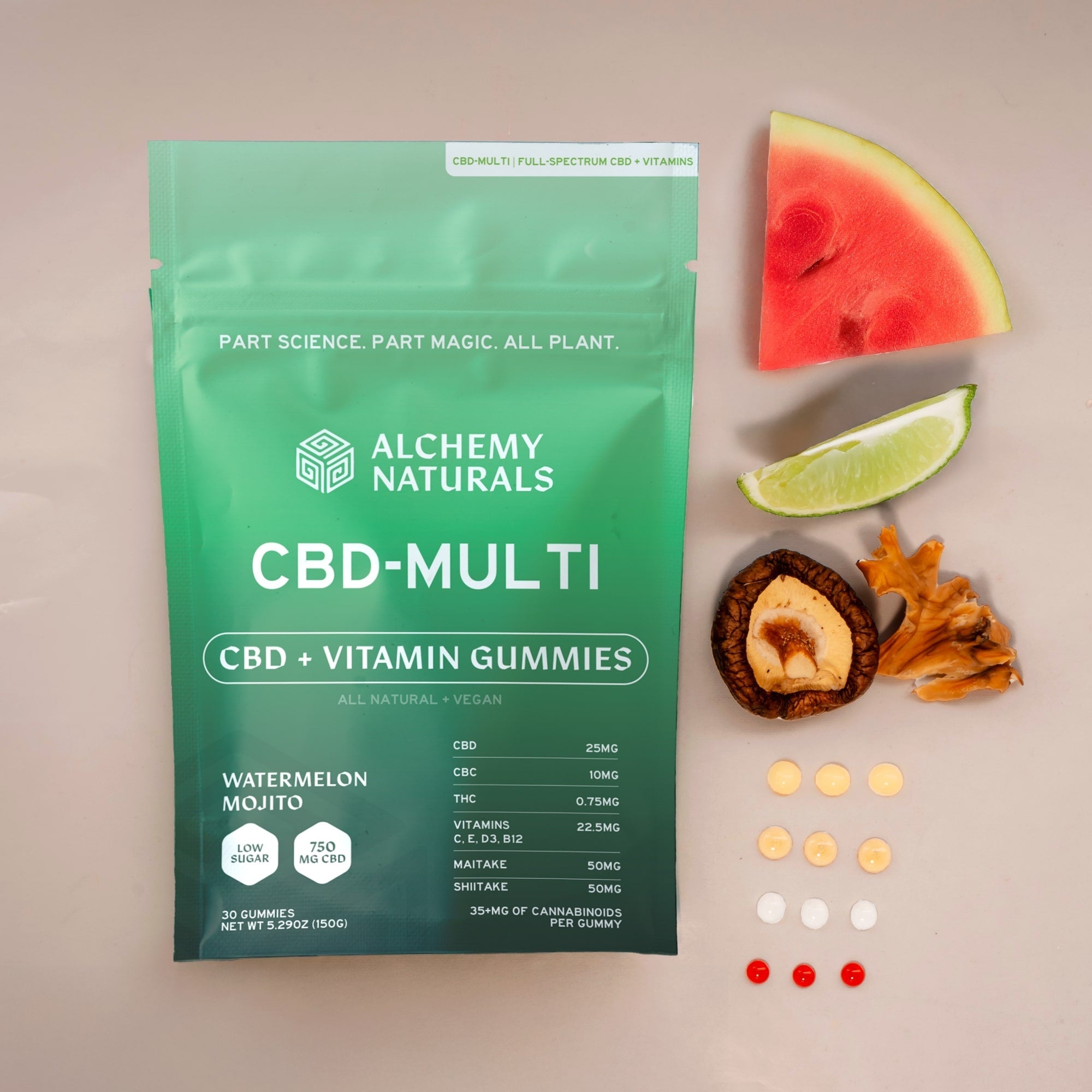 CBD CBC Full Spectrum Adaptogenic Mushrooms Multi Vitamin Gummies 20 Pack