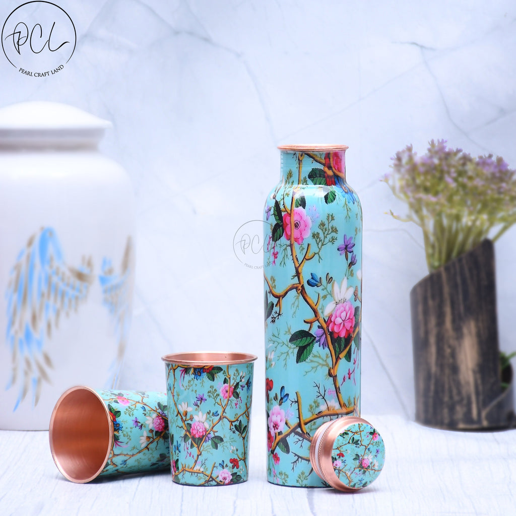 Pure Copper Meena Water Bottle Combo - GilloServ