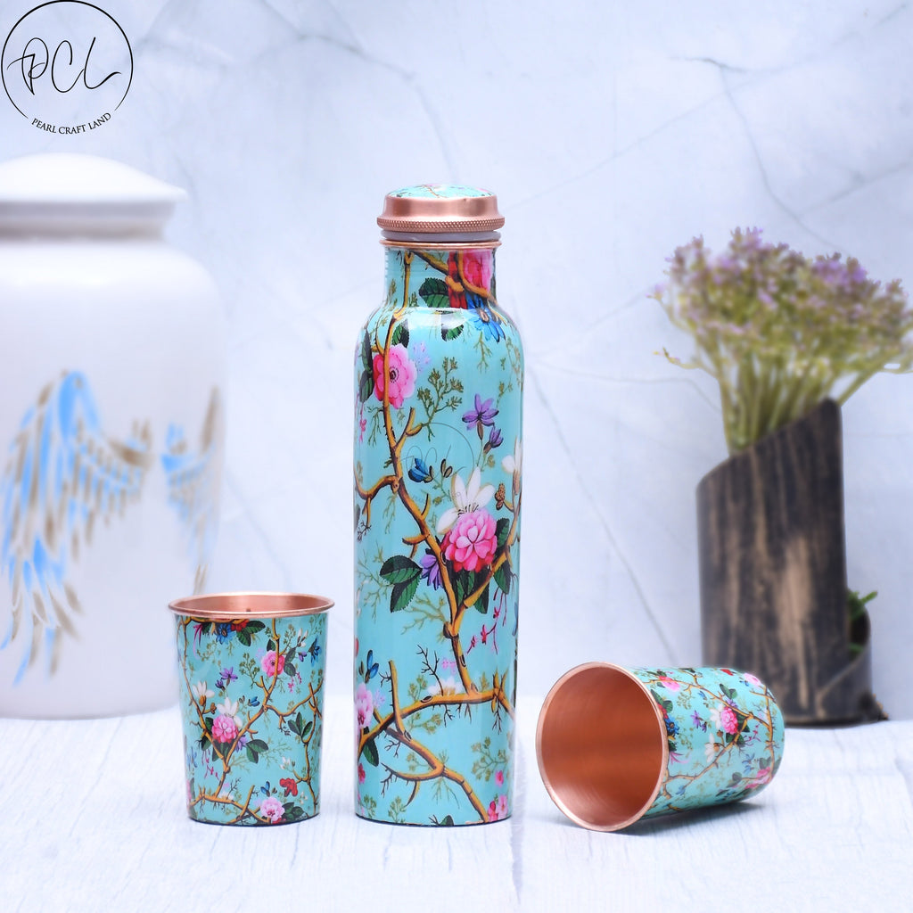Pure Copper Meena Water Bottle Combo - GilloServ