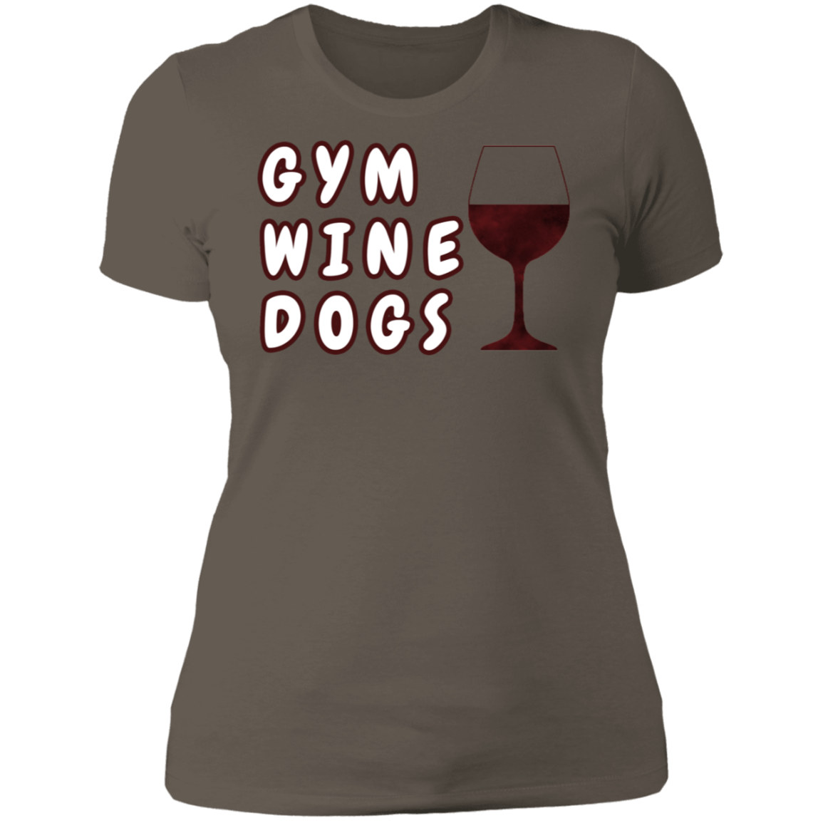 Ladies' Boyfriend T-Shirt Gym, Wine, Dogs - GilloServ