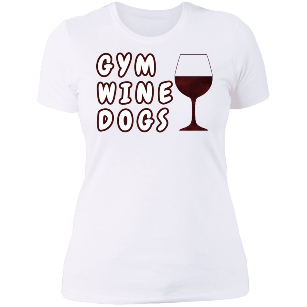Ladies' Boyfriend T-Shirt Gym, Wine, Dogs - GilloServ