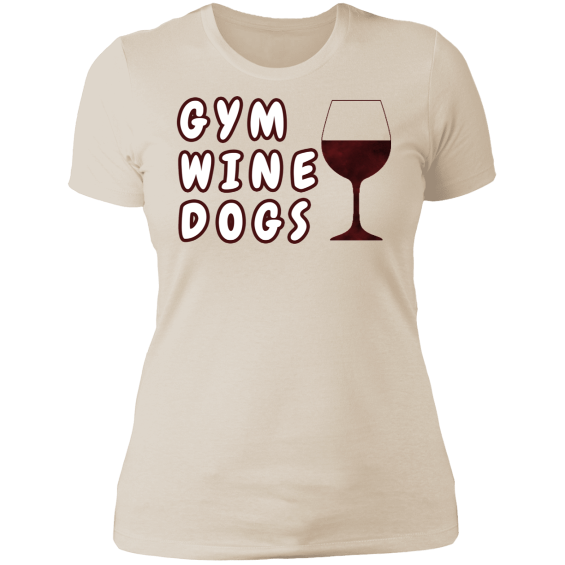 Ladies' Boyfriend T-Shirt Gym, Wine, Dogs - GilloServ