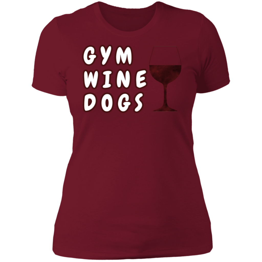 Ladies' Boyfriend T-Shirt Gym, Wine, Dogs - GilloServ