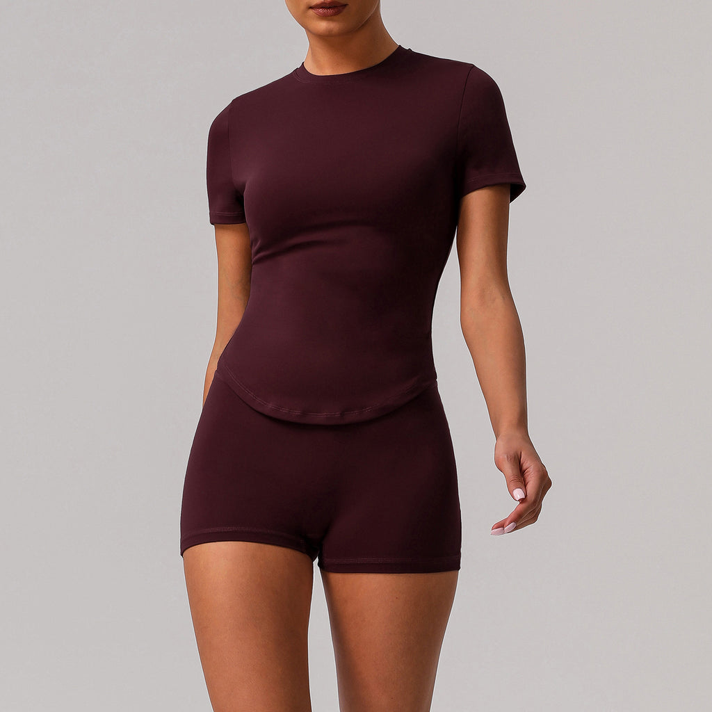 Solid color tight yoga suit quick drying fitness suit outdoor