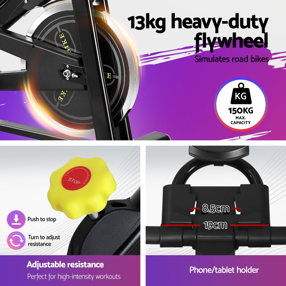 Everfit Spin Bike Exercise Bike Cardio Gym Bluetooth APP Connectable - GilloServ