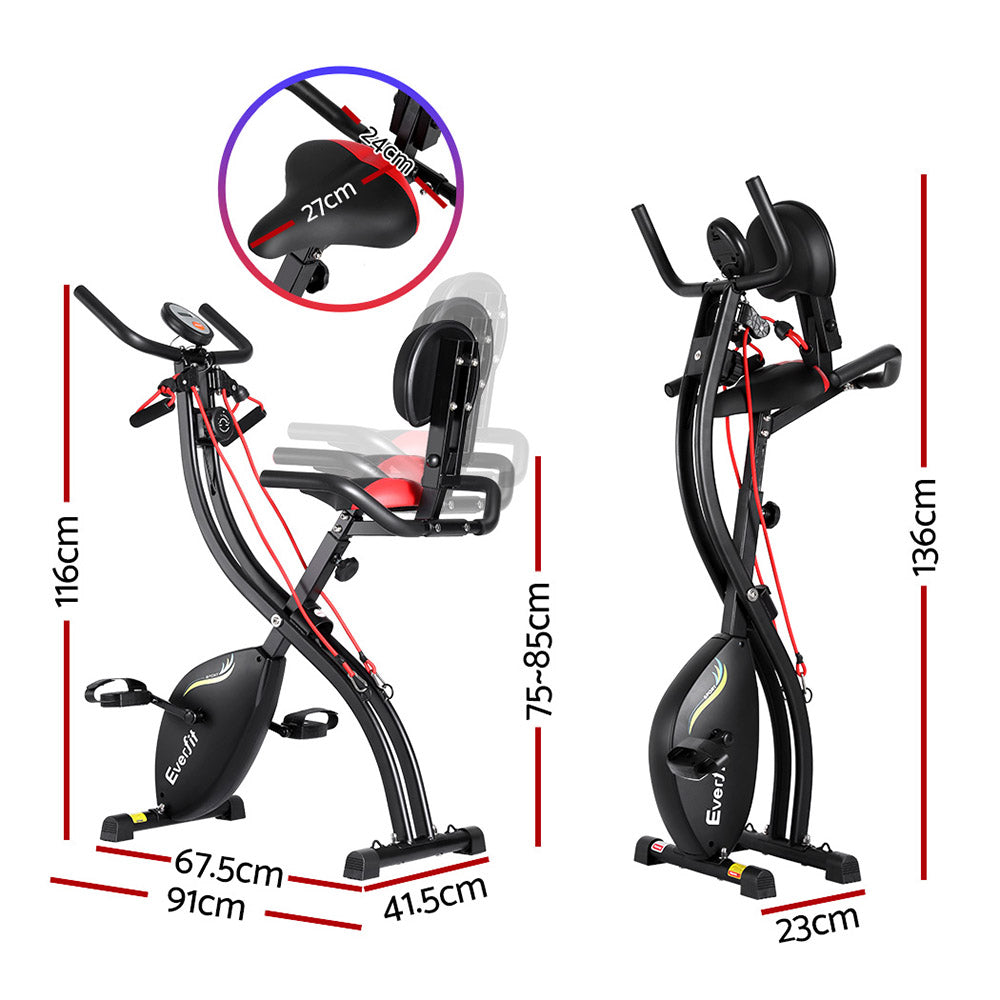 Everfit Folding Exercise Bike Magnetic X-Bike Indoor Cycling Resistance Rope - GilloServ