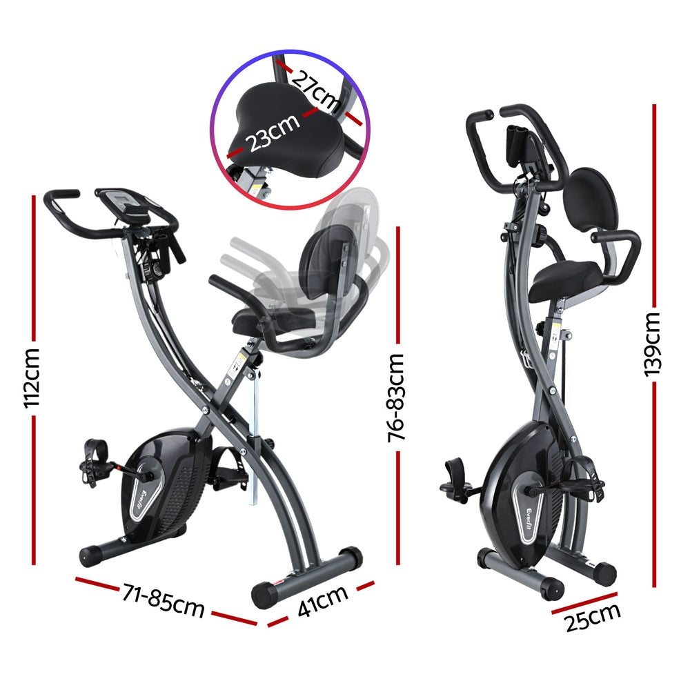 Everfit Folding Exercise Bike Magnetic X-Bike Aerobic Trainer Indoor Cycling - GilloServ