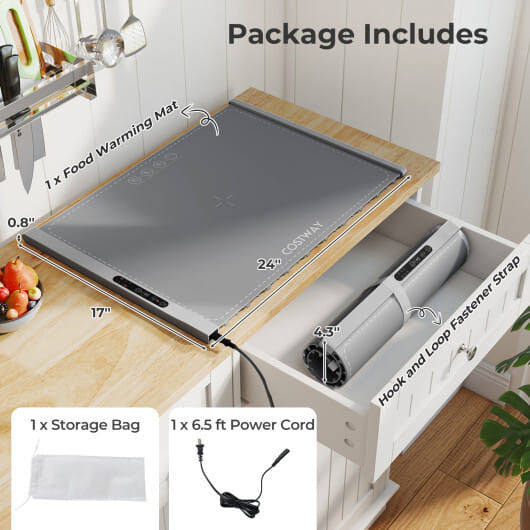 Rollable Food Warming Mat Portable Electric Tray With Even Heating Gray