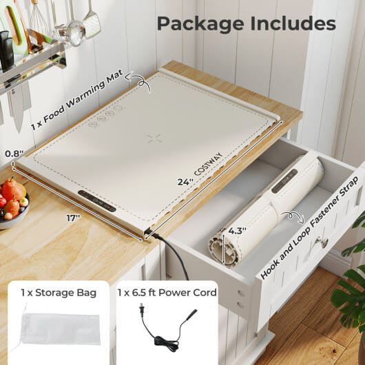 Rollable Food Warming Mat Portable Electric Tray With Even Heating Gray