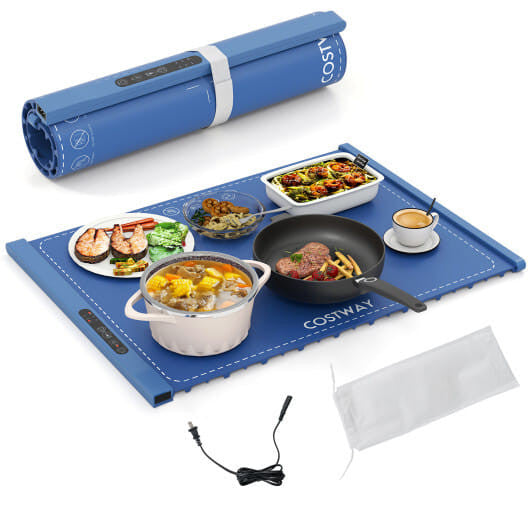 Rollable Food Warming Mat Portable Electric Tray With Even Heating Gray