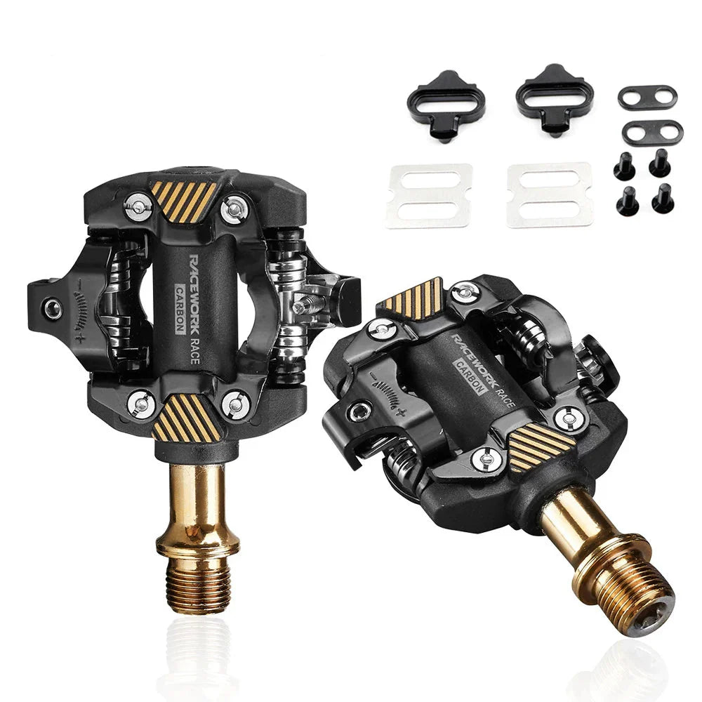 Self-Locking Mountain Bike Pedals Carbon Gold - GilloServ