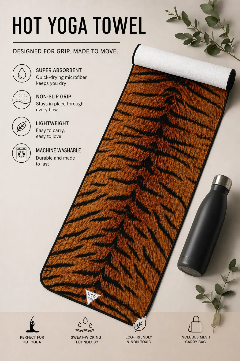 Tiger Yoga Towel
