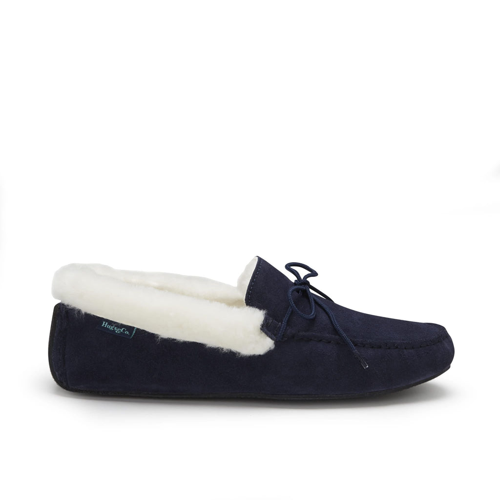 Slippers, sheepskin, navy blue - GilloServ