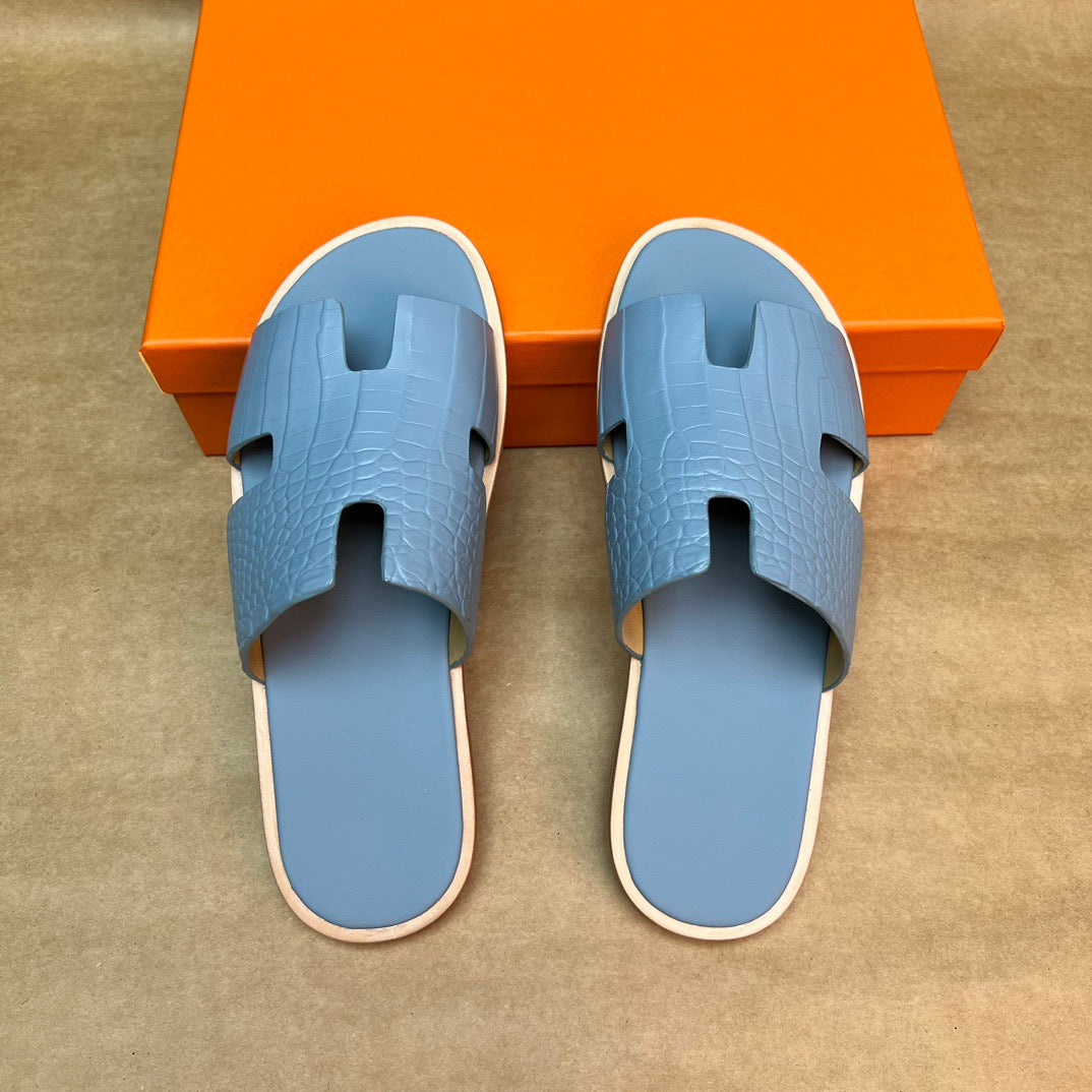 Men's Slippers , Crocodile Skin Leather Slippers - GilloServ