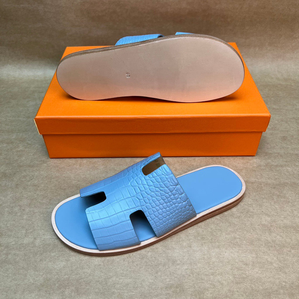 Men's Slippers , Crocodile Skin Leather Slippers - GilloServ