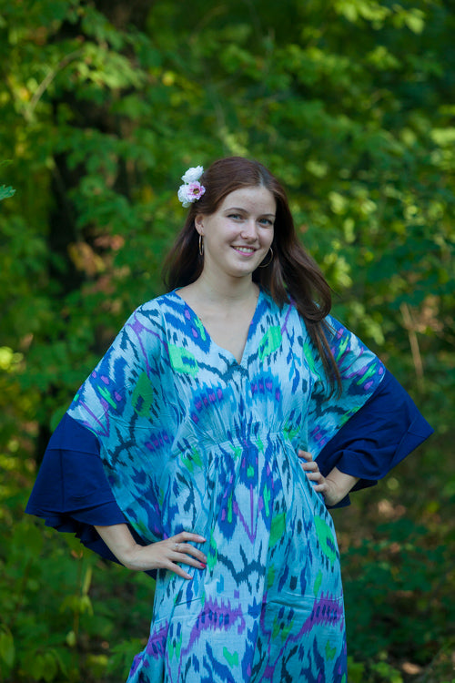 Blue Ballerina Style Caftan in Ikat Aztec-0