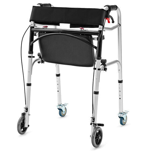 Height Adjustable Aluminum Walker with Rolling Wheels and Brakes - GilloServ