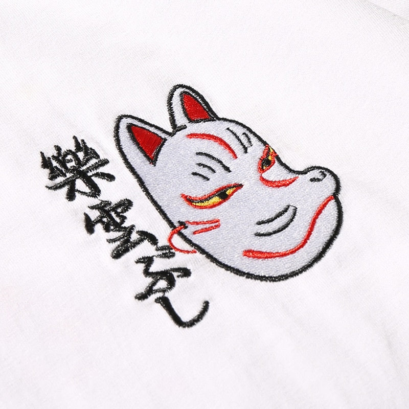 T Shirt Japanese Ninja Cat Skull Hip Hop Streetwear