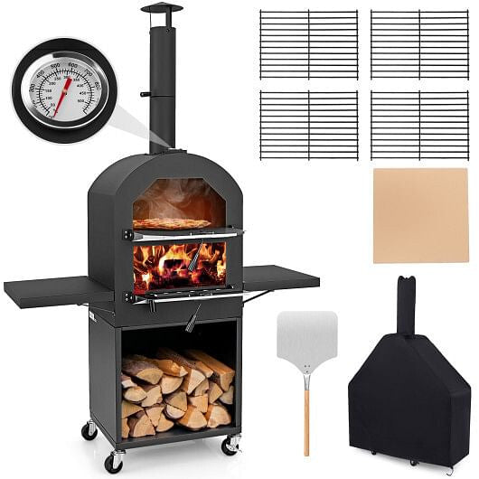 Outdoor Pizza Oven//Protective Cover//Grill Racks//Built-in Thermometer
