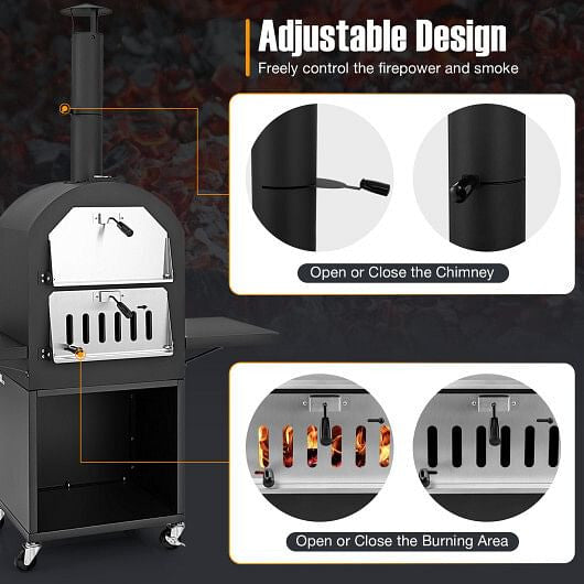 Outdoor Pizza Oven//Protective Cover//Grill Racks//Built-in Thermometer