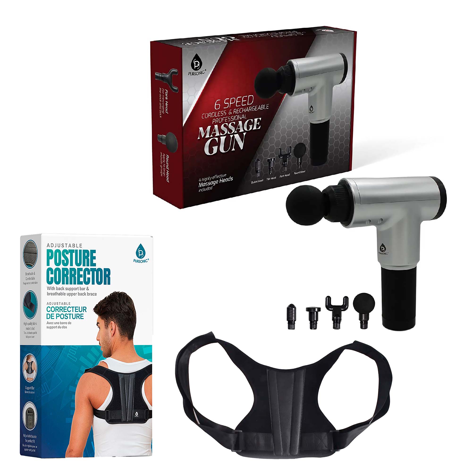 Adjustable Posture Corrector & Professional Massage Gun - GilloServ