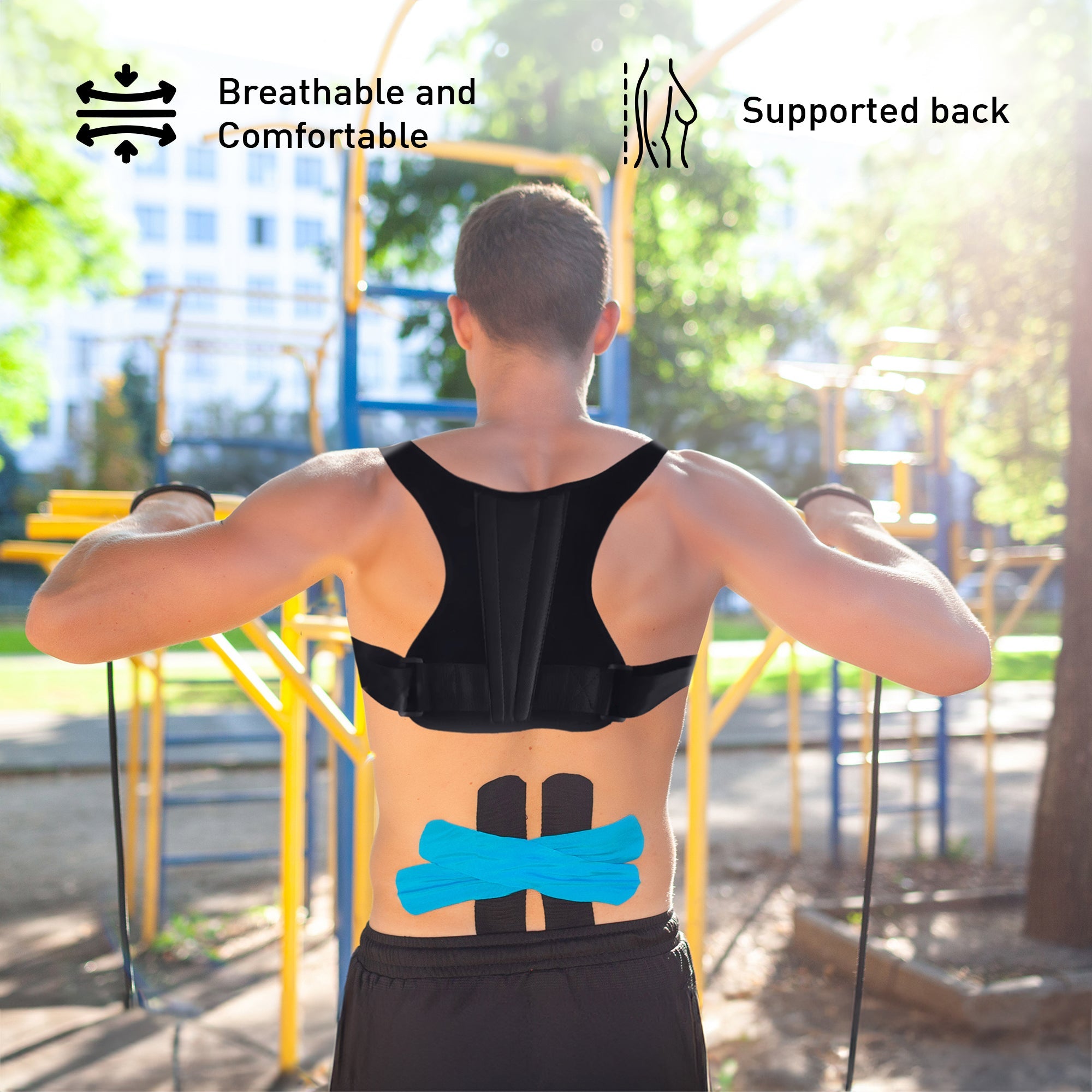 Adjustable Posture Corrector With Back Support Bar & Breathable Upper Back Brace - GilloServ