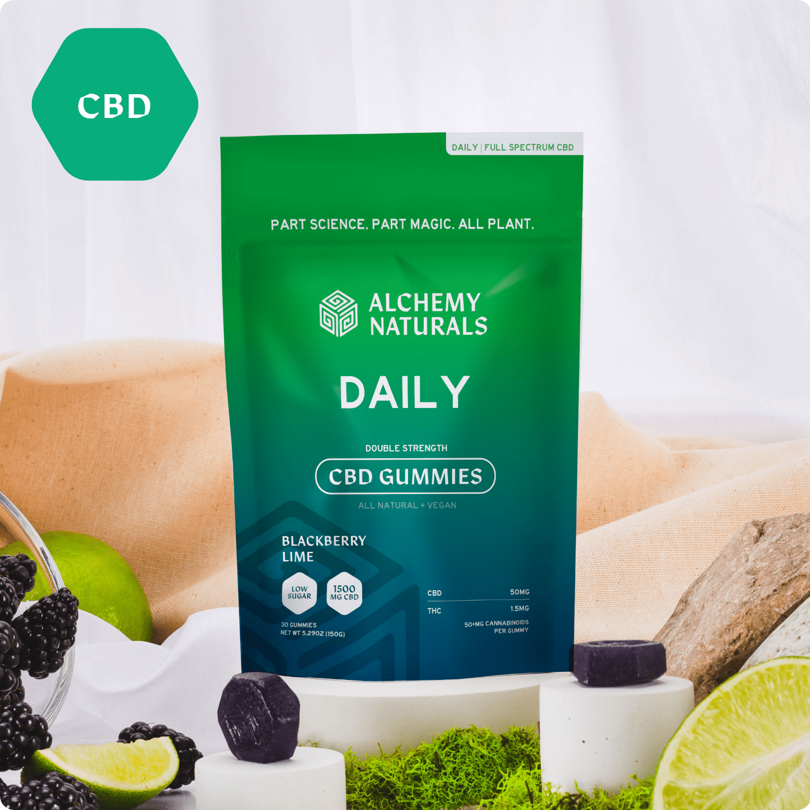 6-Pack:  Naturals CBD Gummies for Daily Support - Full-Spectrum - GilloServ